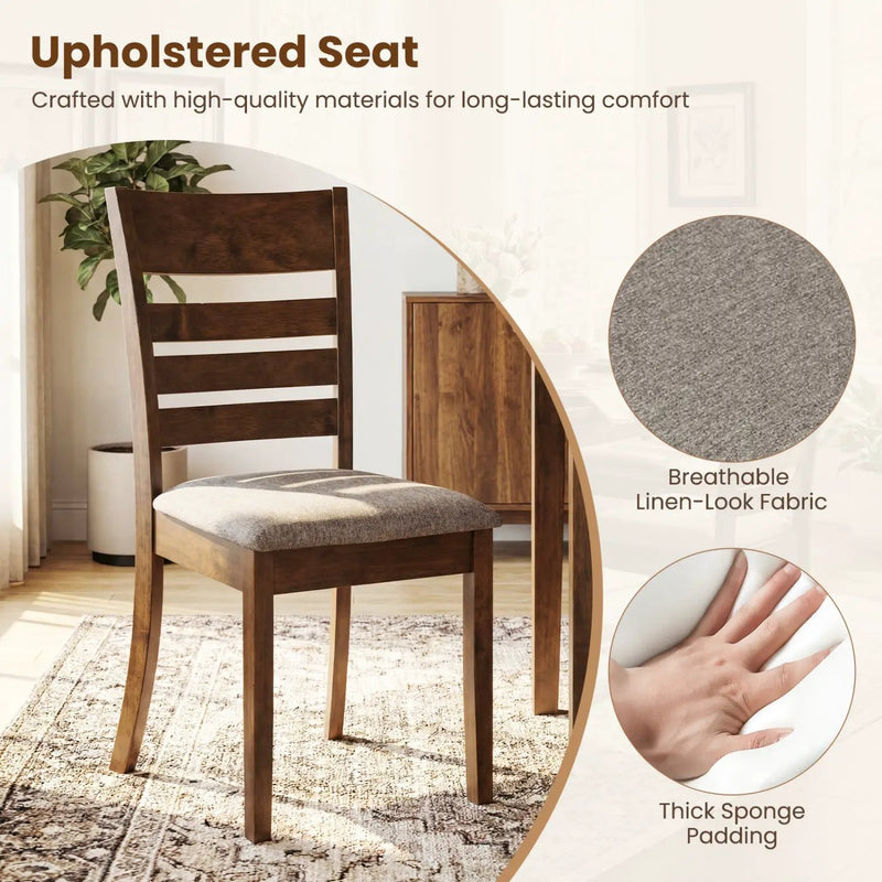 Wooden Dining Chairs Set of 4 Upholstered Kitchen Chairs with Rubber Wood Frame by DirectDeals