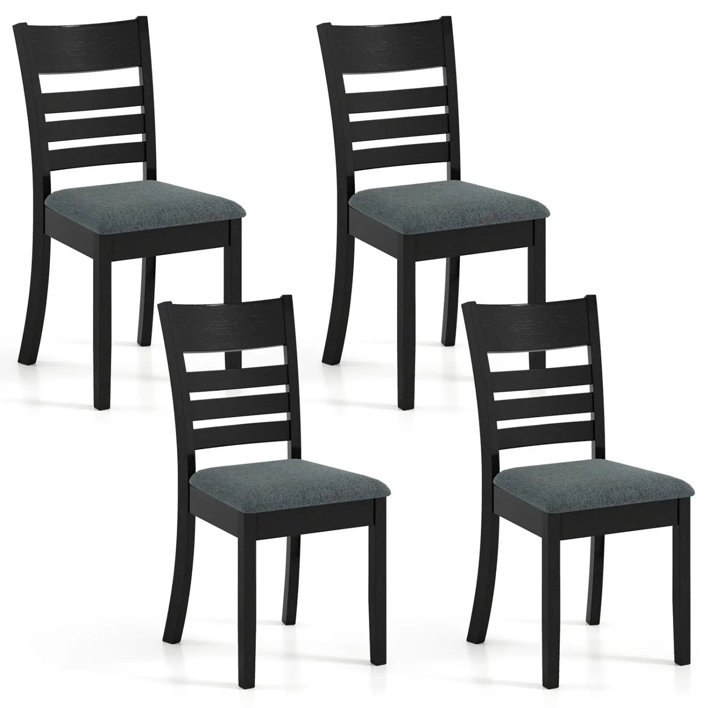 Wooden Dining Chairs Set of 4 Upholstered Kitchen Chairs with Rubber Wood Frame by DirectDeals