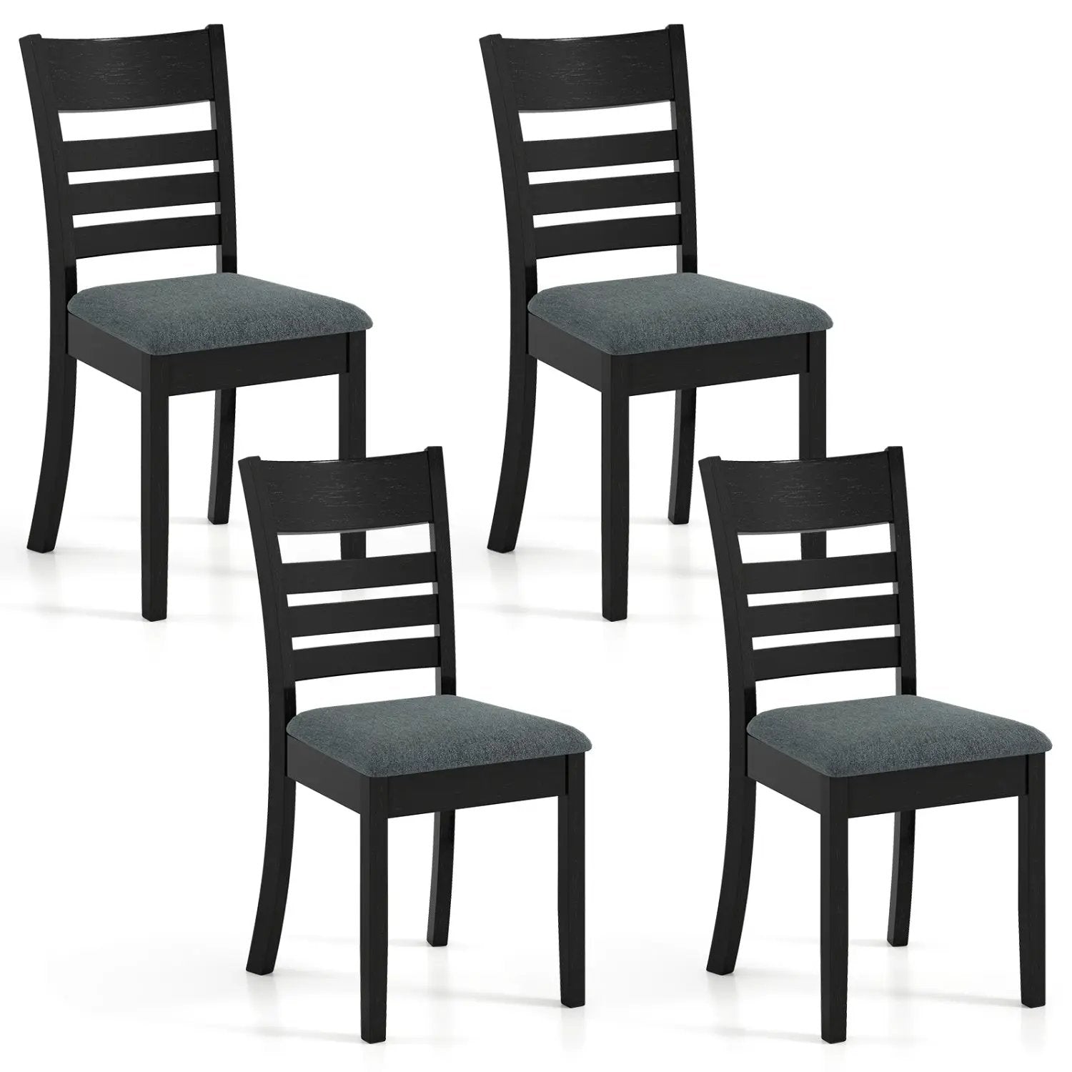 Wooden Dining Chairs Set of 4 Upholstered Kitchen Chairs with Rubber Wood Frame by DirectDeals