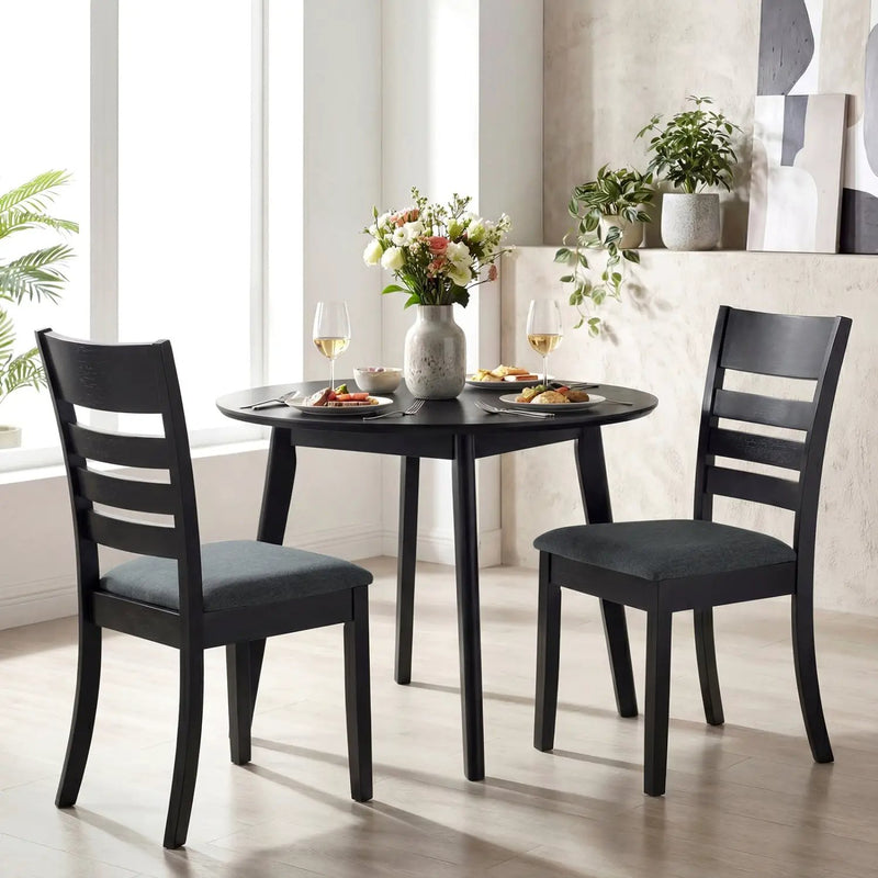 Wooden Dining Chairs Set of 2 Upholstered Kitchen Chairs with Rubber Wood Frame by DirectDeals