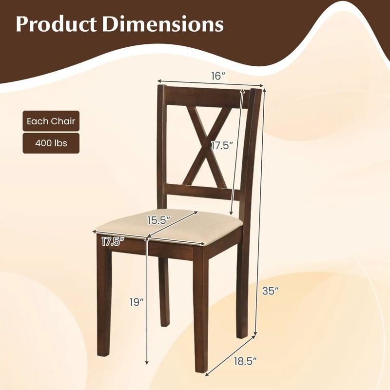 Wooden Dining Chairs Set of 4 Fabric Upholstered Kitchen Chairs by DirectDeals