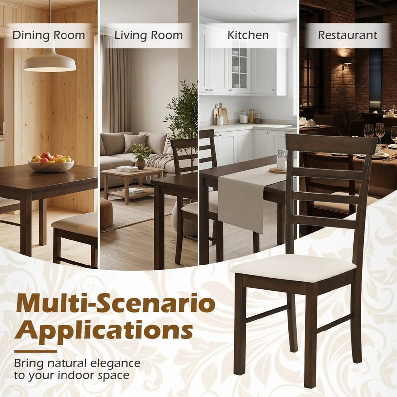 Dining Chairs Set of 4 with Fabric Cushion and Wood Frame by DirectDeals