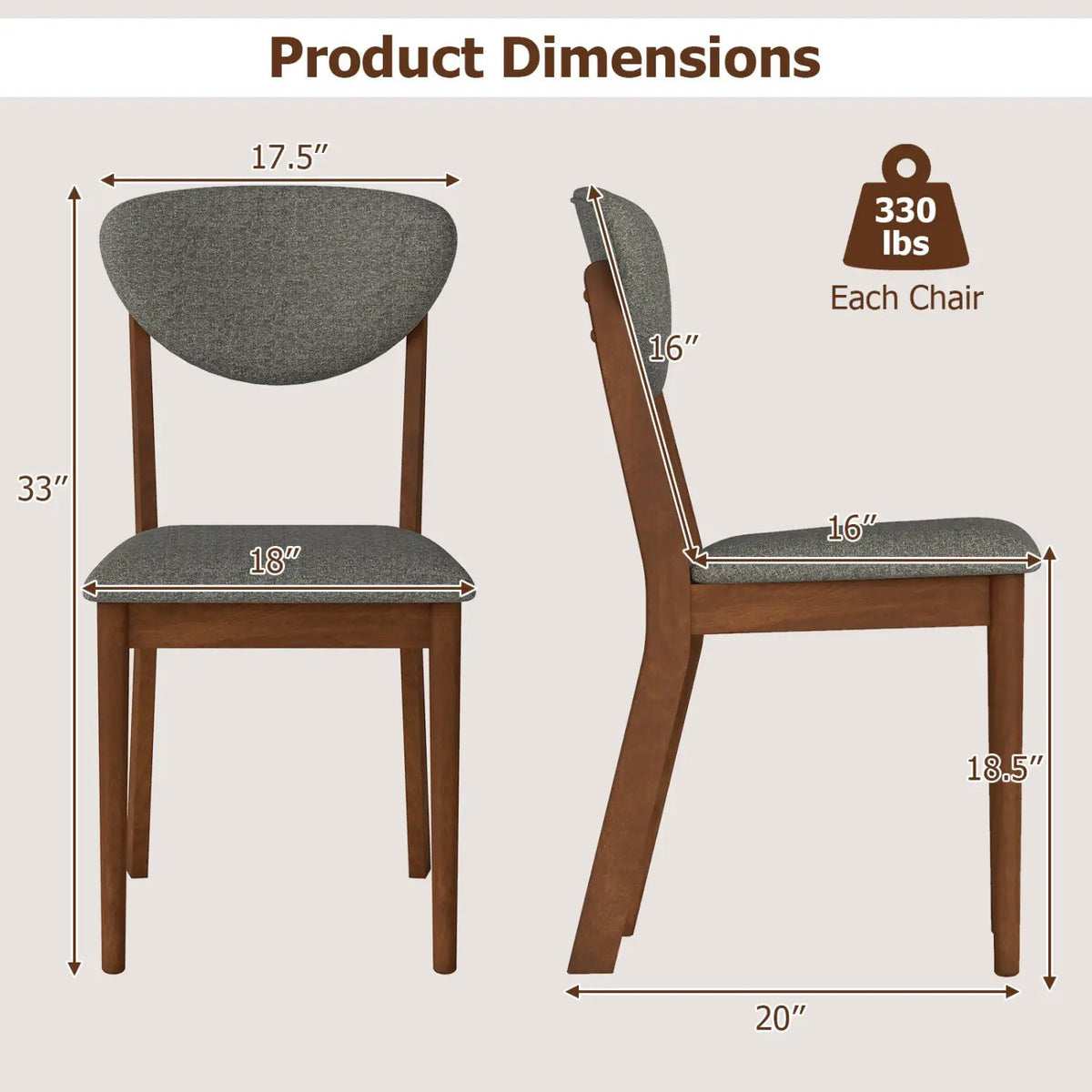 Dining Chairs Set of 4 with Padded Seats and Backrest by DirectDeals