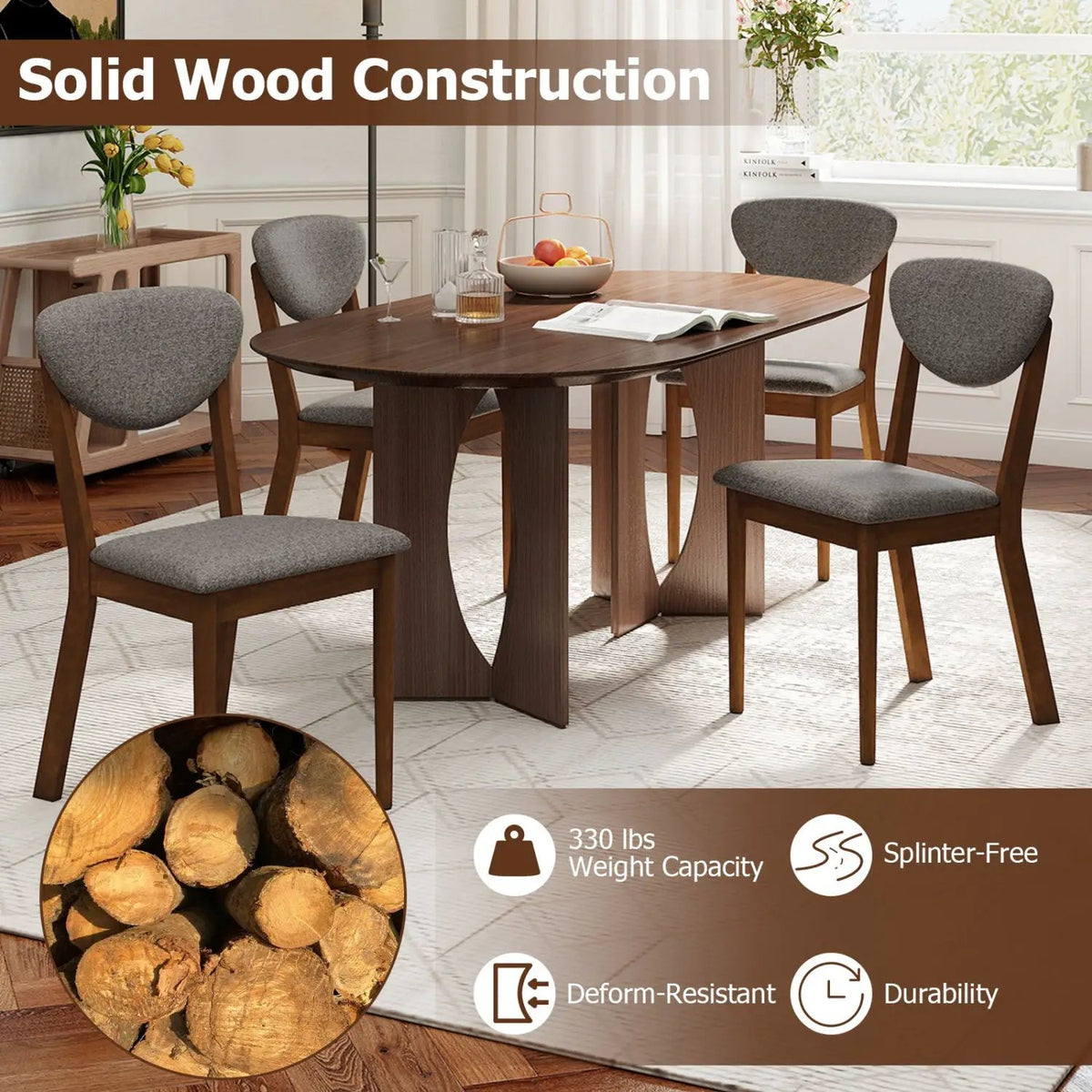 Dining Chairs Set of 4 with Padded Seats and Backrest by DirectDeals