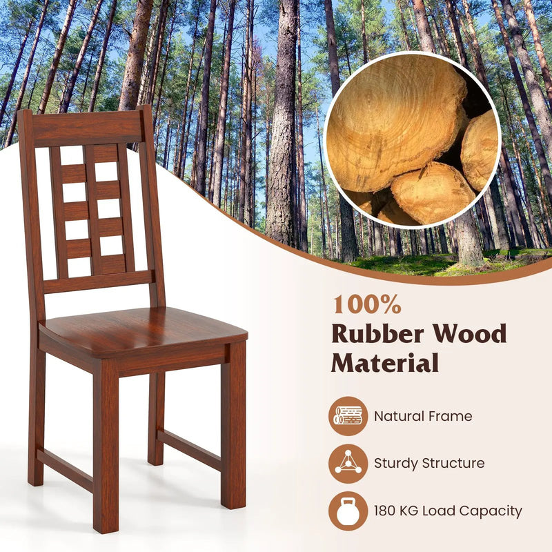 Wooden Dining Chairs Set of 2 Kitchen Chair with Solid Rubber Wood Frame-Walnut by DirectDeals