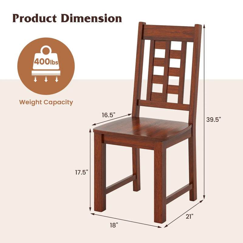 Wooden Dining Chairs Set of 2 Kitchen Chair with Solid Rubber Wood Frame-Walnut by DirectDeals