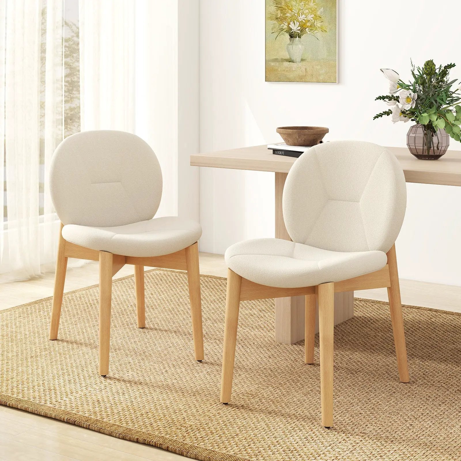 Wooden Dining Chairs Set of 2 with Rubber Wood Legs-White by DirectDeals