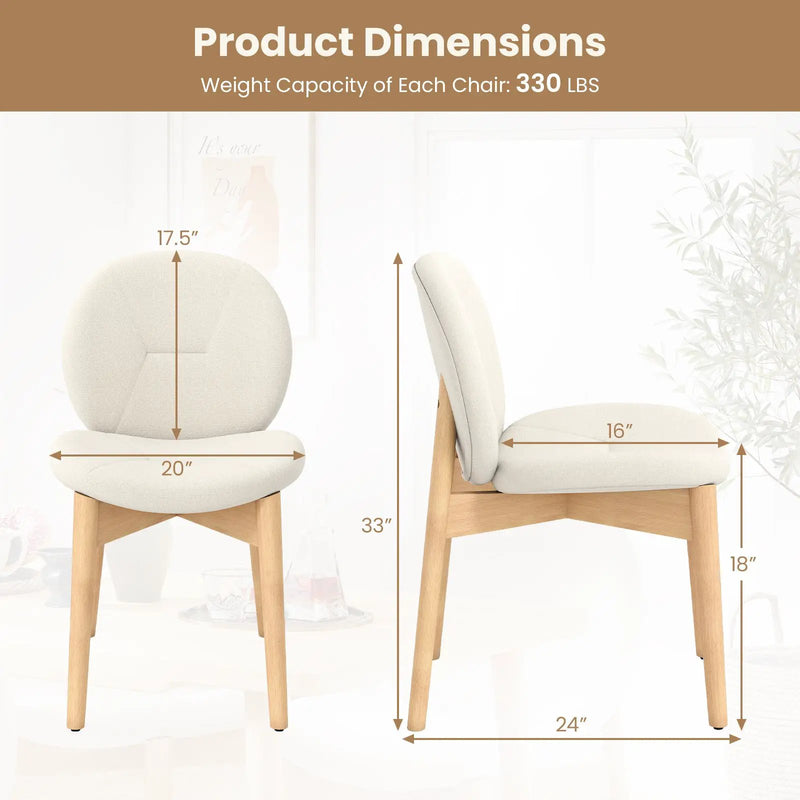 Wooden Dining Chairs Set of 2 with Rubber Wood Legs-White by DirectDeals