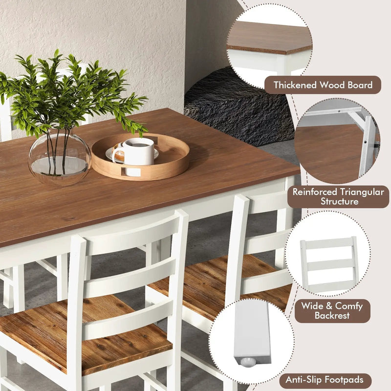 5-Piece Wooden Dining Set with Rectangular Table and 4 Chairs by DirectDeals