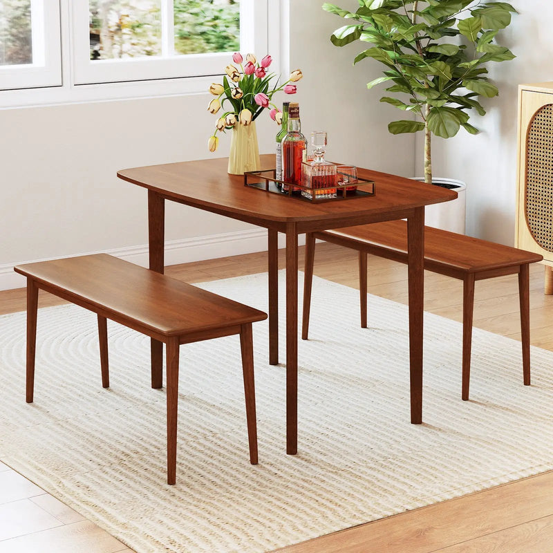 Wooden Dining Table for 2-4 People Kitchen Table with Rubber Wood Legs-Walnut by DirectDeals