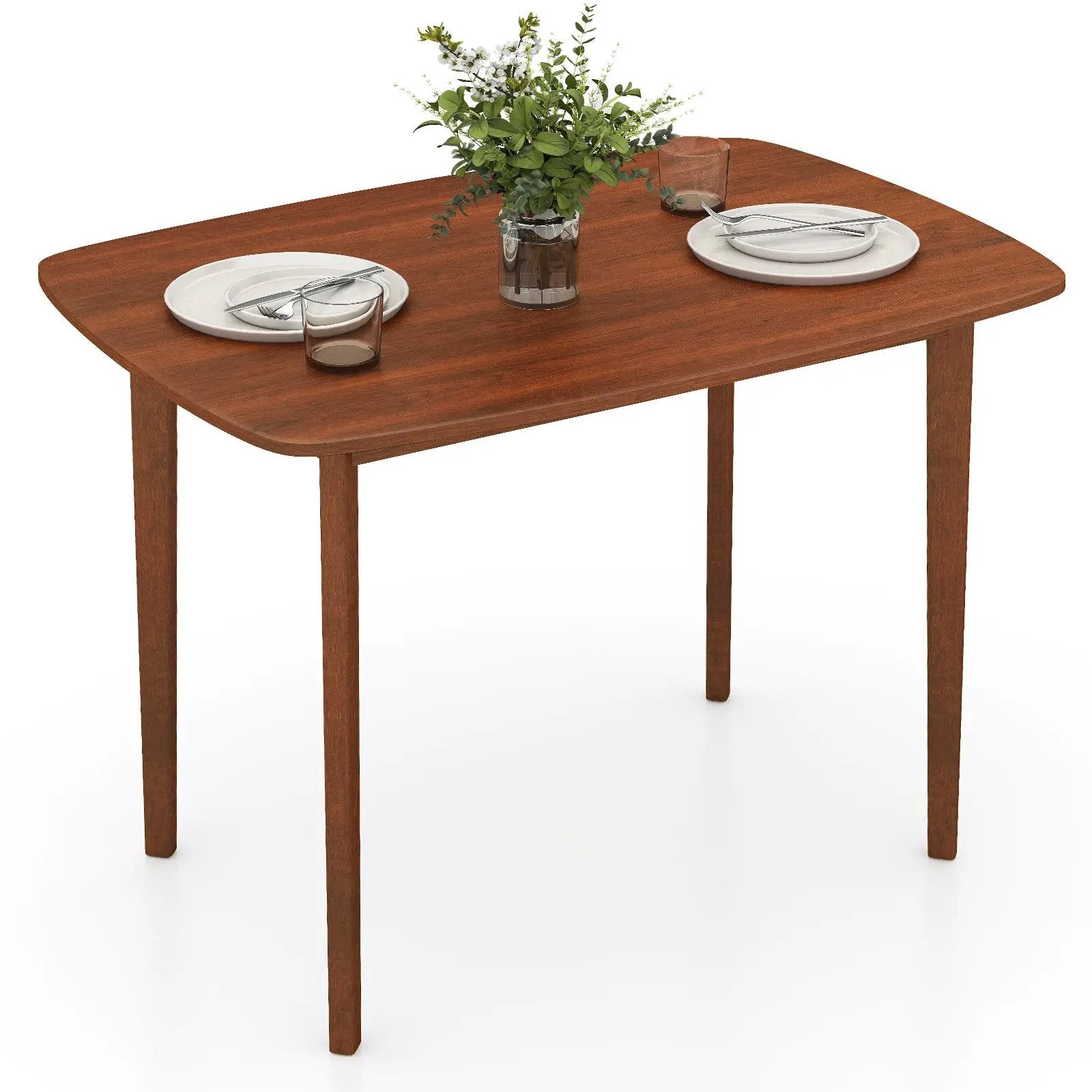 Wooden Dining Table for 2-4 People Kitchen Table with Rubber Wood Legs-Walnut by DirectDeals