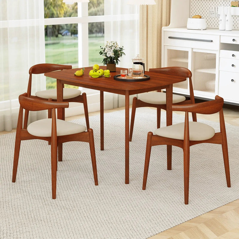 Wooden Dining Table for 2-4 People Kitchen Table with Rubber Wood Legs-Walnut by DirectDeals