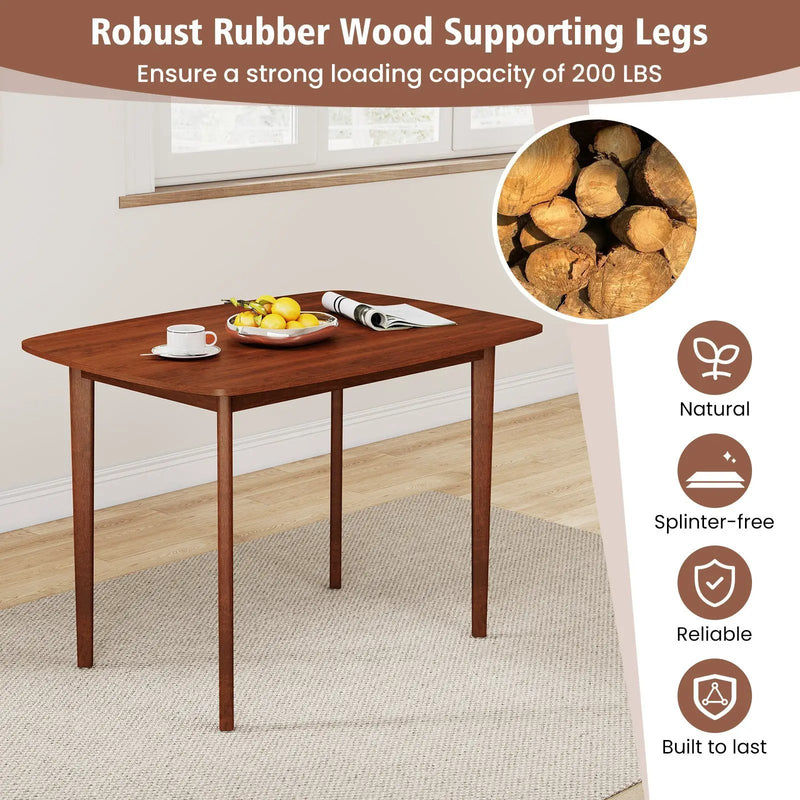 Wooden Dining Table for 2-4 People Kitchen Table with Rubber Wood Legs-Walnut by DirectDeals