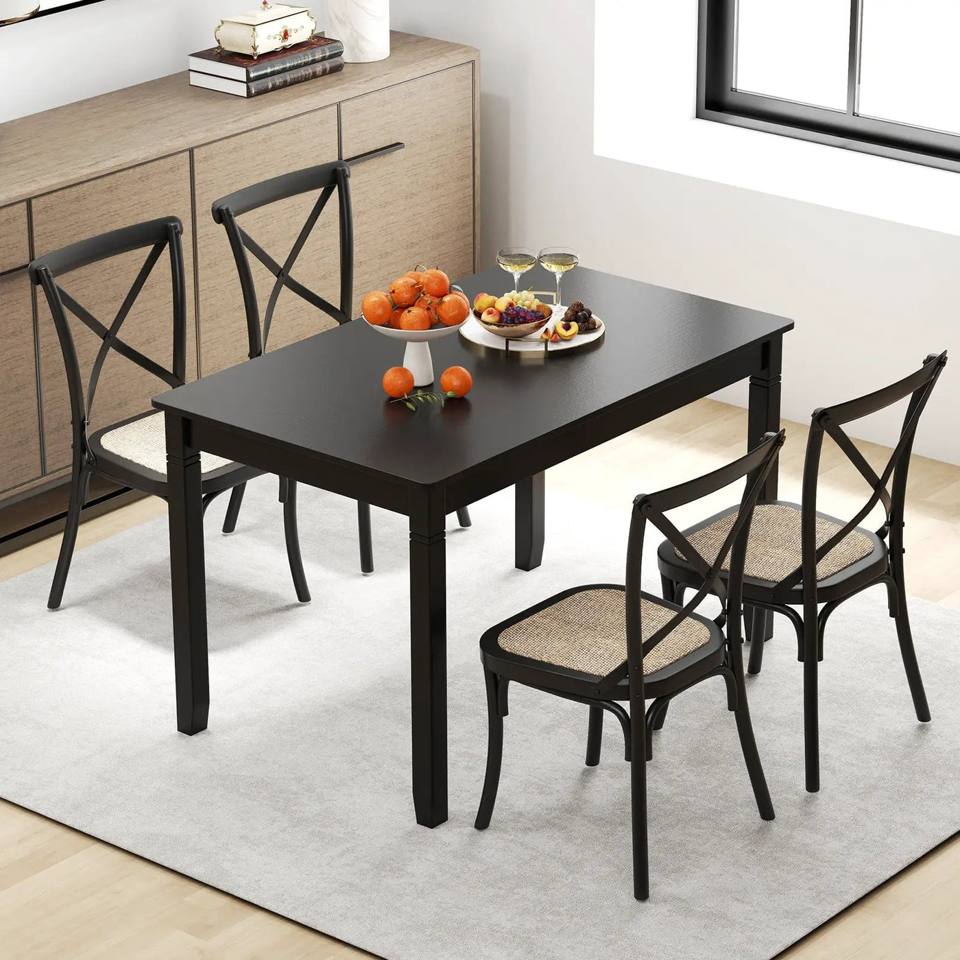 48-Inch Wooden Dining Table for 4 People Rectangular Kitchen Table with Rubber Wood Legs by DirectDeals
