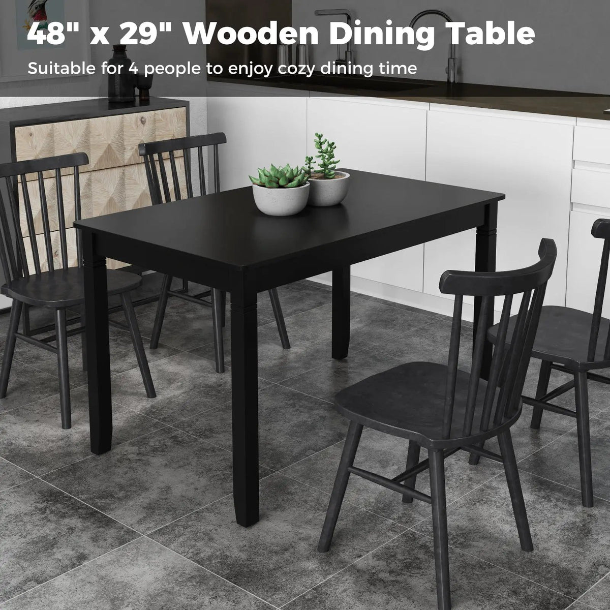 48-Inch Wooden Dining Table for 4 People Rectangular Kitchen Table with Rubber Wood Legs by DirectDeals