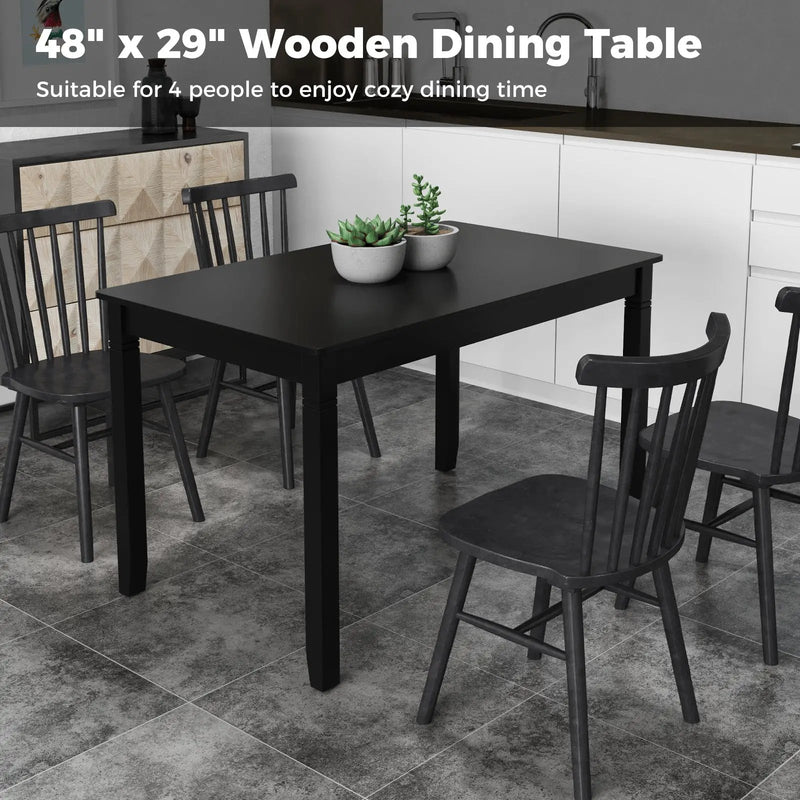 48-Inch Wooden Dining Table for 4 People Rectangular Kitchen Table with Rubber Wood Legs by DirectDeals