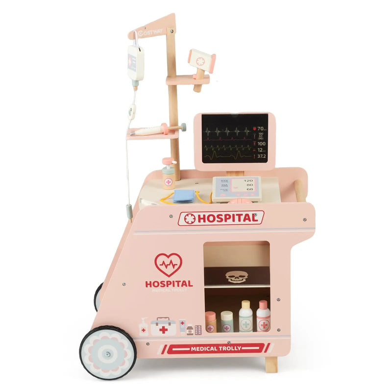 Wooden Doctor Playset for Kids Pretend Play Doctor Kit with Cart Gift for Toddlers Boys Girls Aged 3+ by DirectDeals