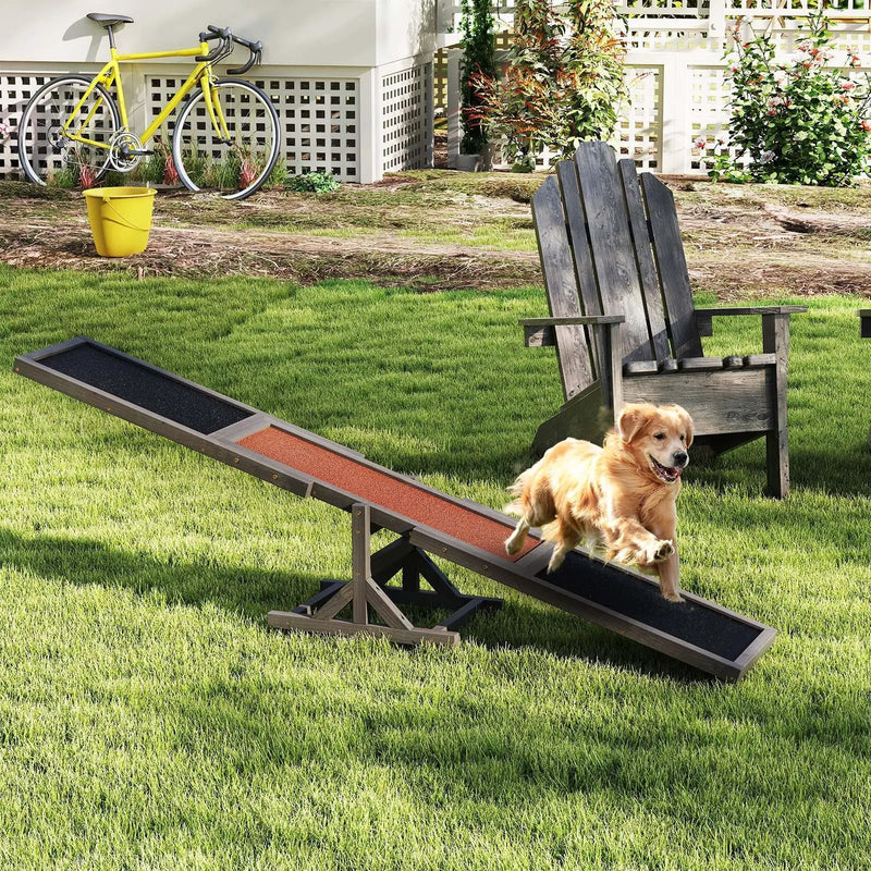 Wooden Dog Agility Seesaw Dog Outdoor Run Game Toy for Obstacle Courses by DirectDeals