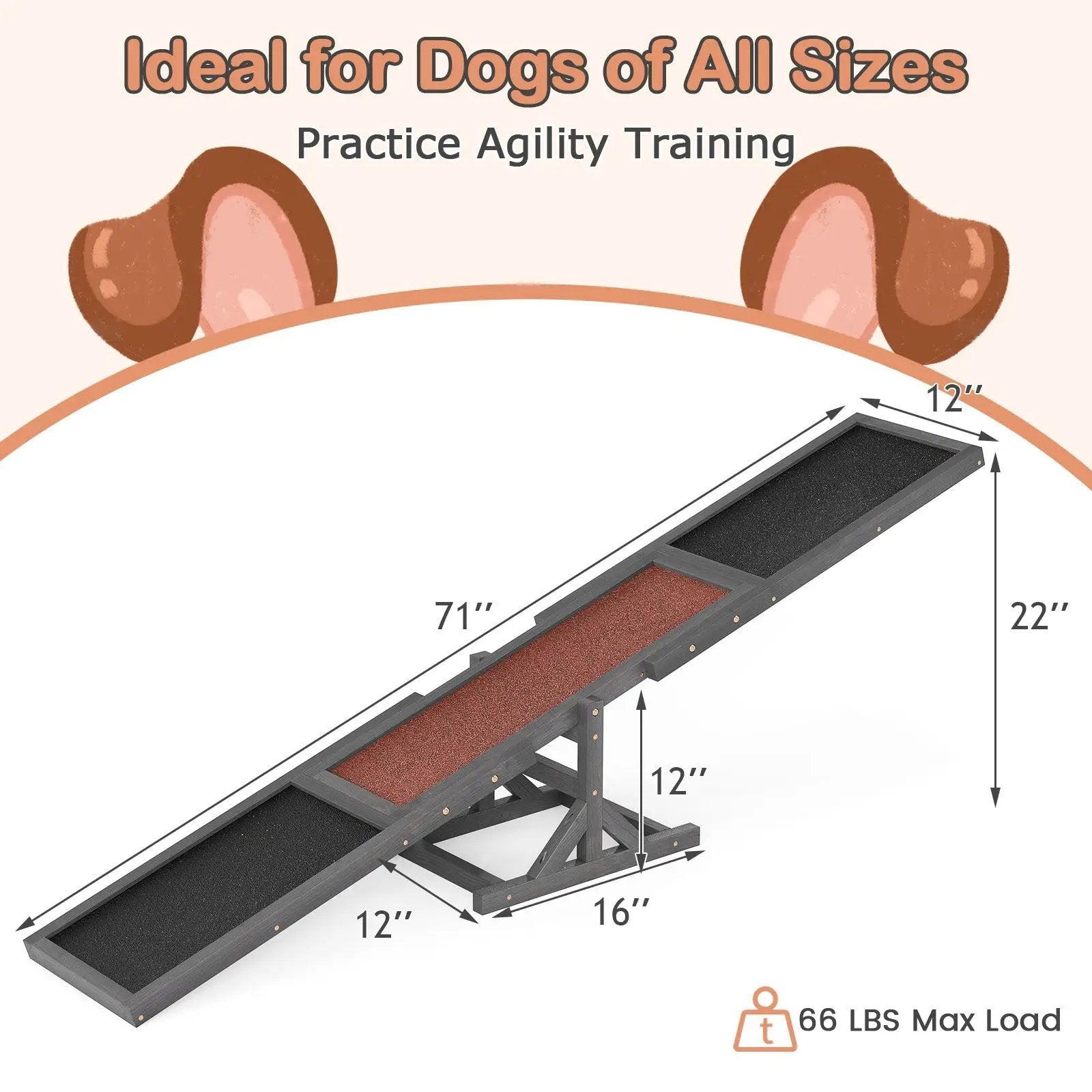 Wooden Dog Agility Seesaw Dog Outdoor Run Game Toy for Obstacle Courses by DirectDeals