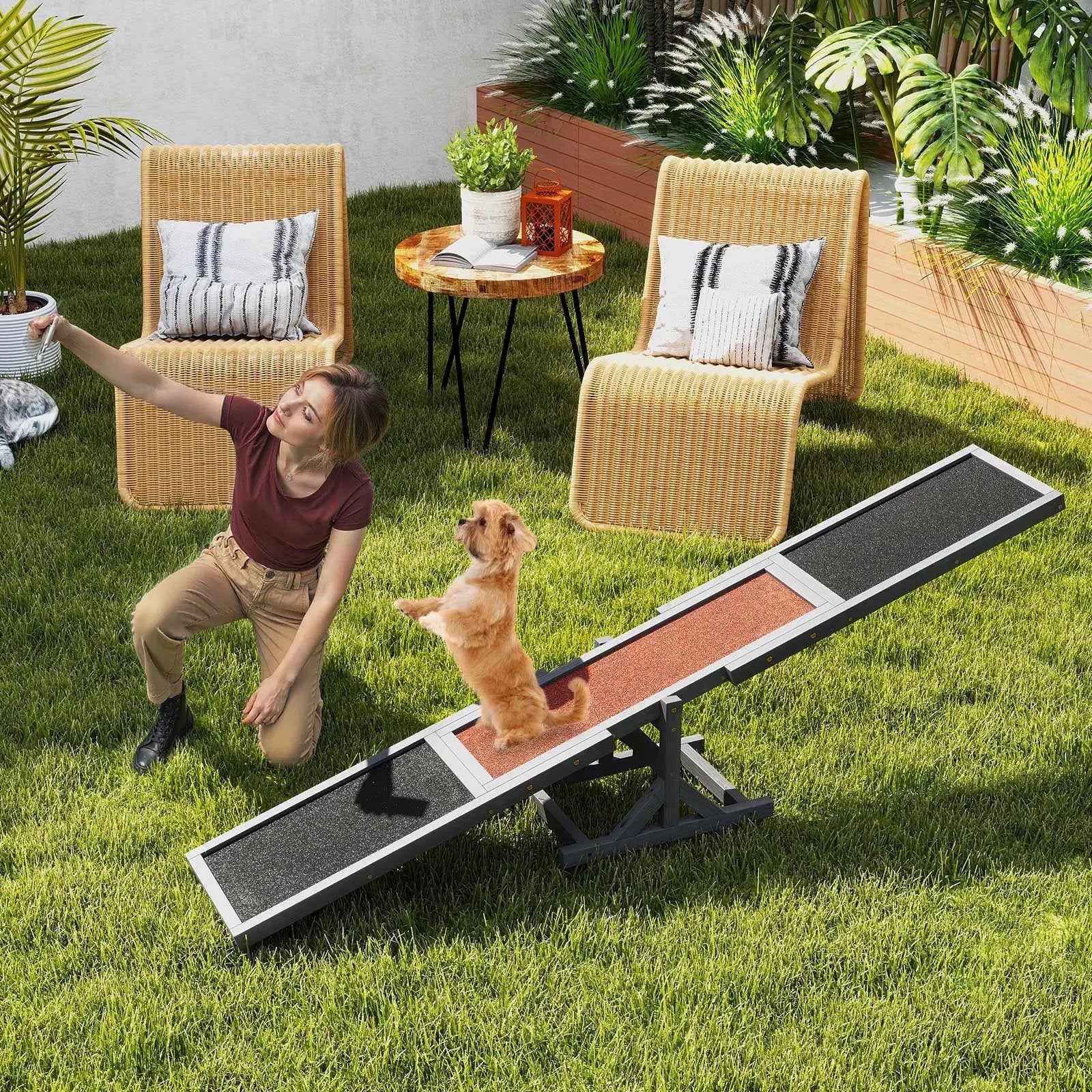 Wooden Dog Agility Seesaw Dog Outdoor Run Game Toy for Obstacle Courses by DirectDeals