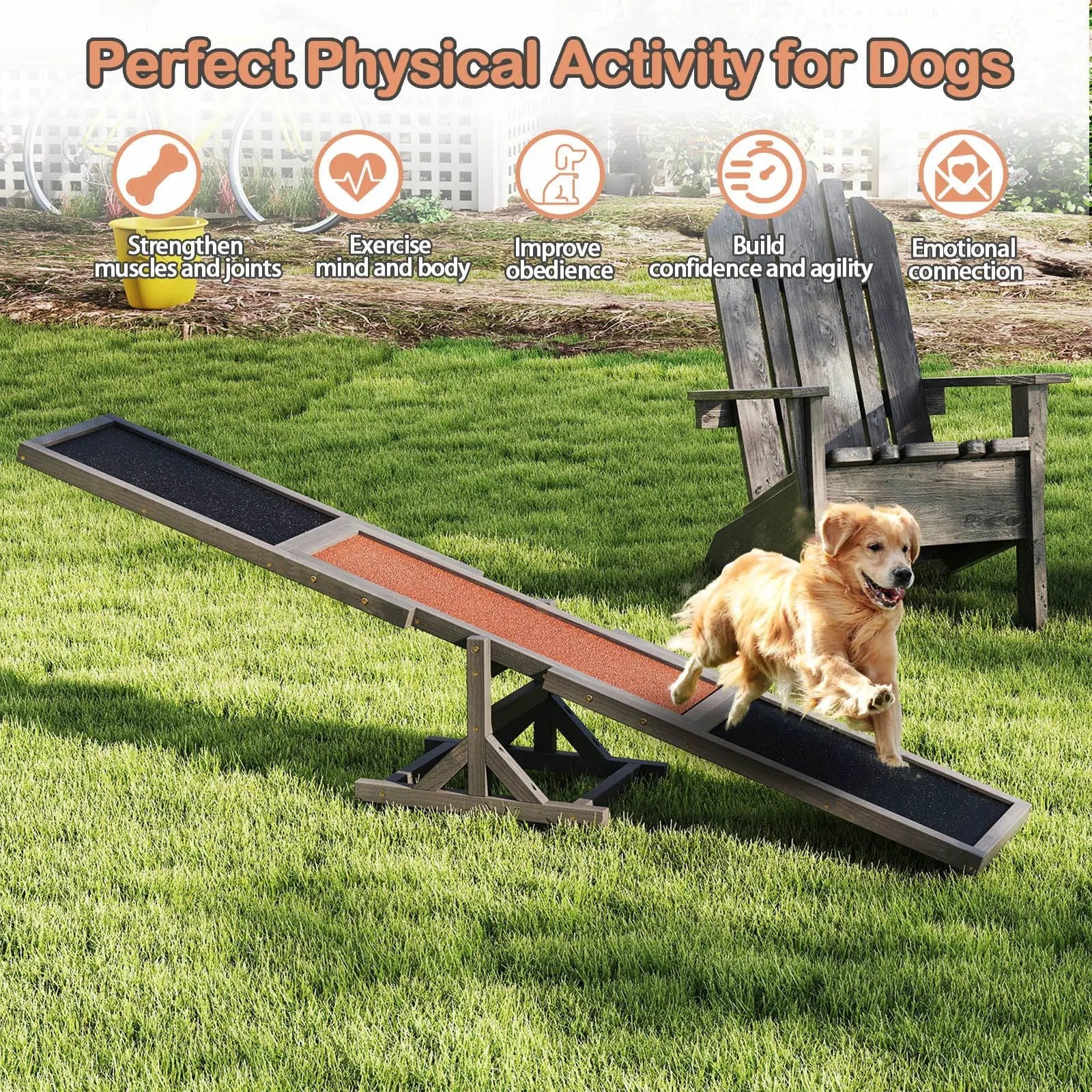Wooden Dog Agility Seesaw Dog Outdoor Run Game Toy for Obstacle Courses by DirectDeals