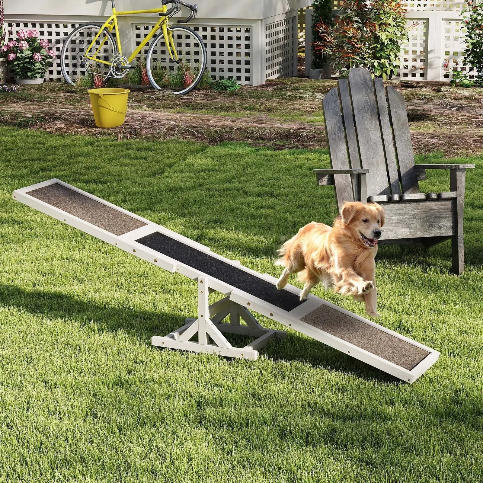 Wooden Dog Agility Seesaw Dog Outdoor Run Game Toy for Obstacle Courses by DirectDeals