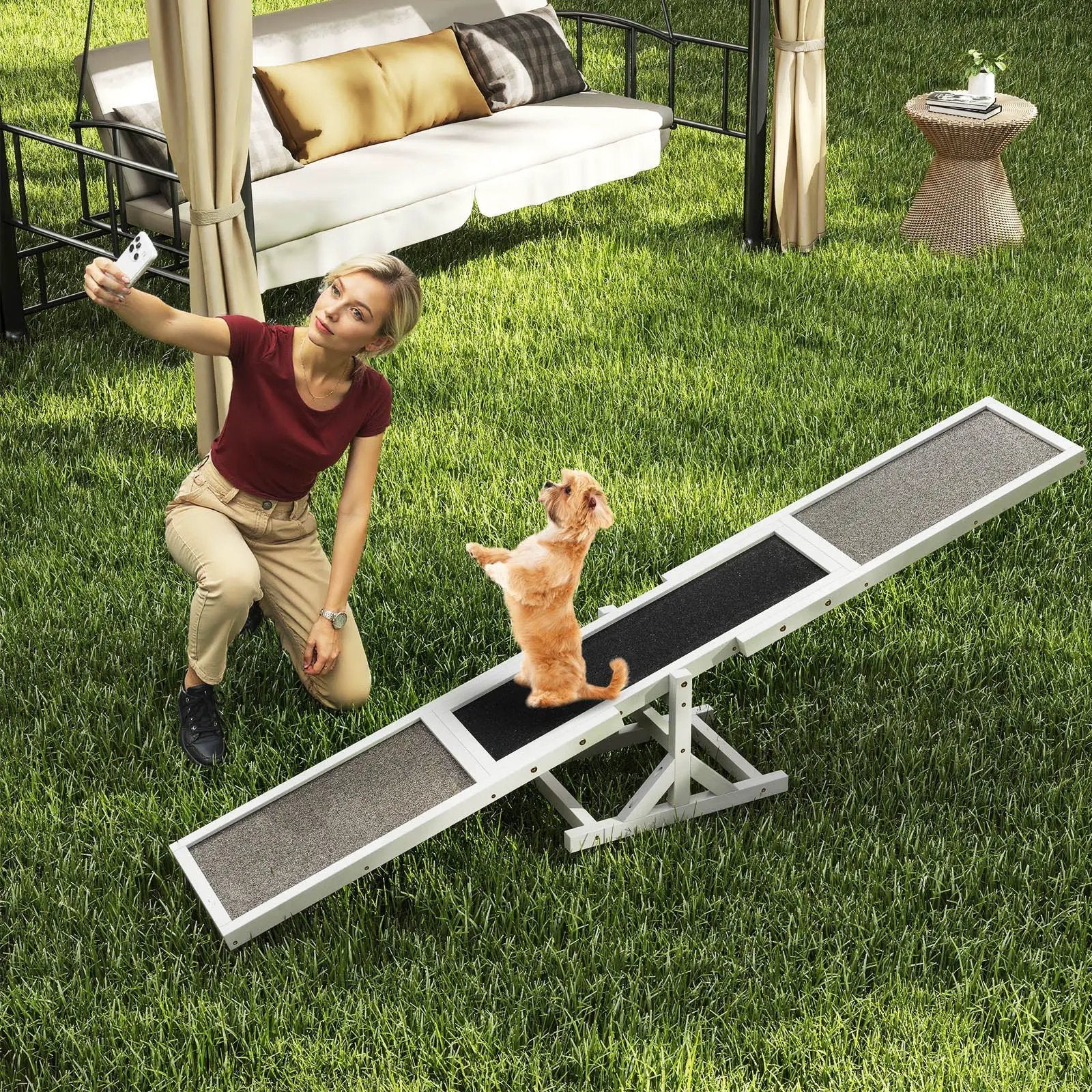 Wooden Dog Agility Seesaw Dog Outdoor Run Game Toy for Obstacle Courses by DirectDeals