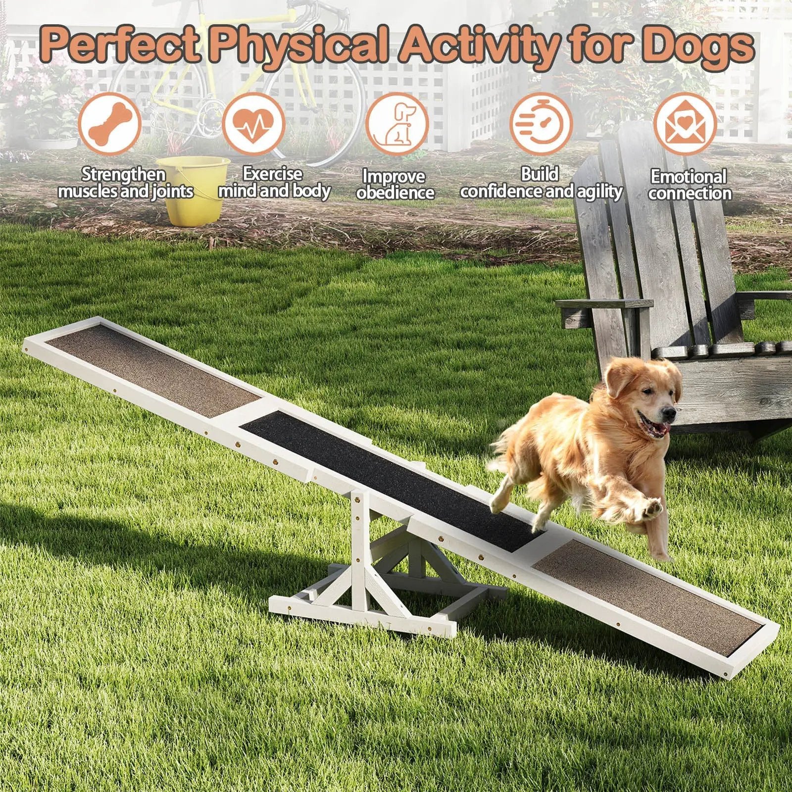 Wooden Dog Agility Seesaw Dog Outdoor Run Game Toy for Obstacle Courses by DirectDeals