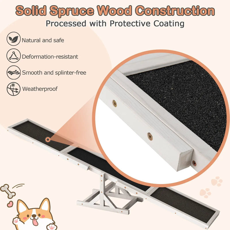 Wooden Dog Agility Seesaw Dog Outdoor Run Game Toy for Obstacle Courses by DirectDeals