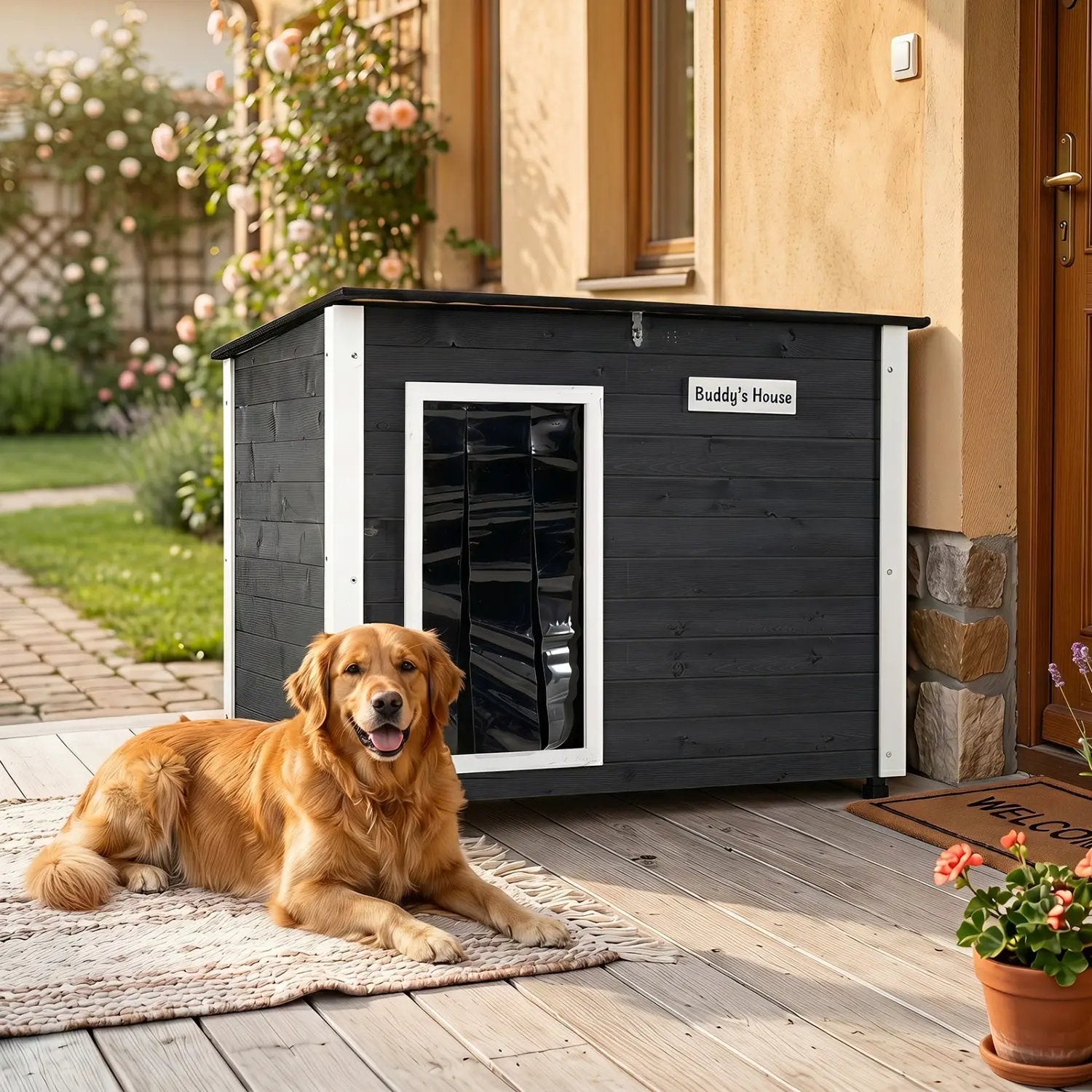 Wooden Dog House Outdoor with Openable Roof - Large by DirectDeals