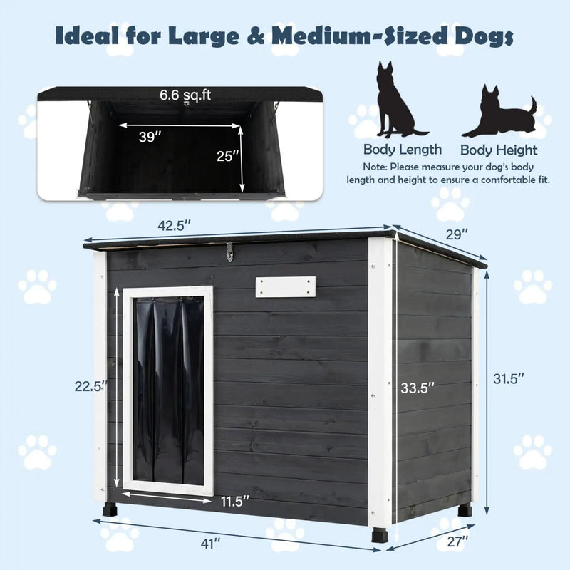 Wooden Dog House Outdoor with Openable Roof - Large by DirectDeals