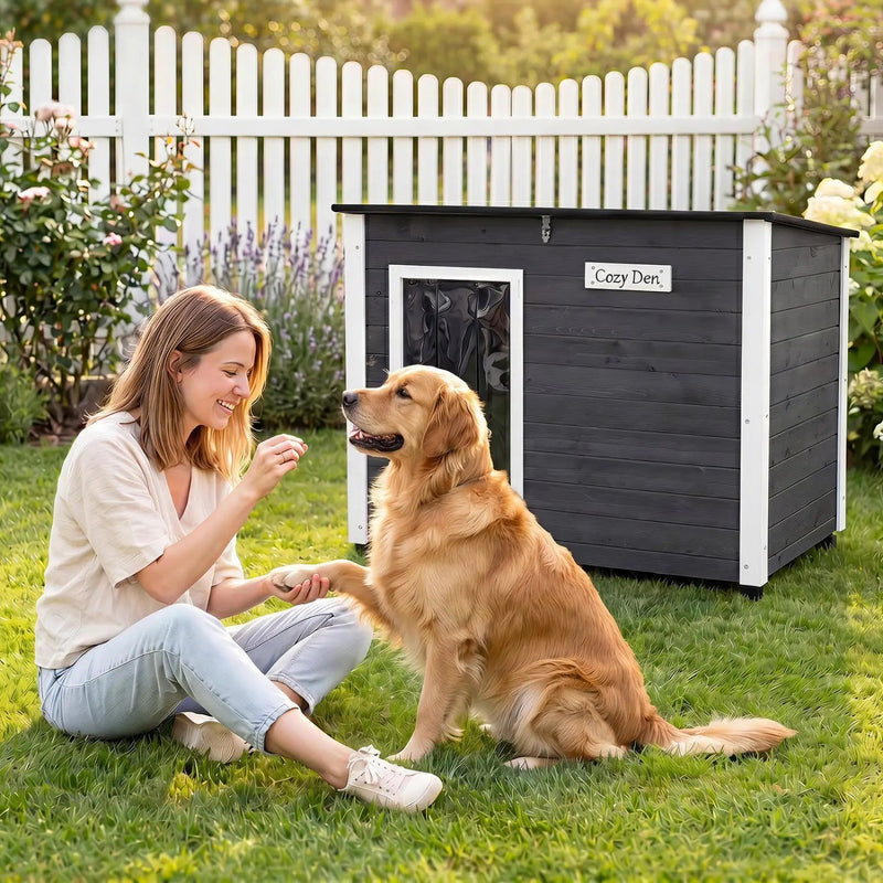 Wooden Dog House Outdoor with Openable Roof - Large by DirectDeals