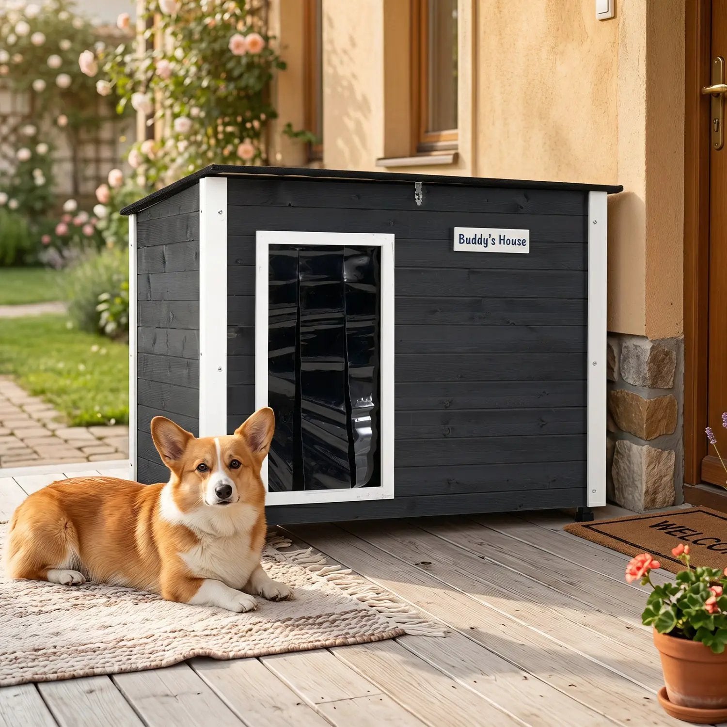 Wooden Dog House Outdoor with Openable Roof - Large by DirectDeals