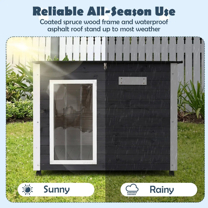 Wooden Dog House Outdoor with Openable Roof - Large by DirectDeals