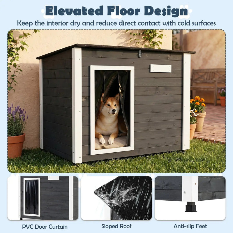 Wooden Dog House Outdoor with Openable Roof - Large by DirectDeals