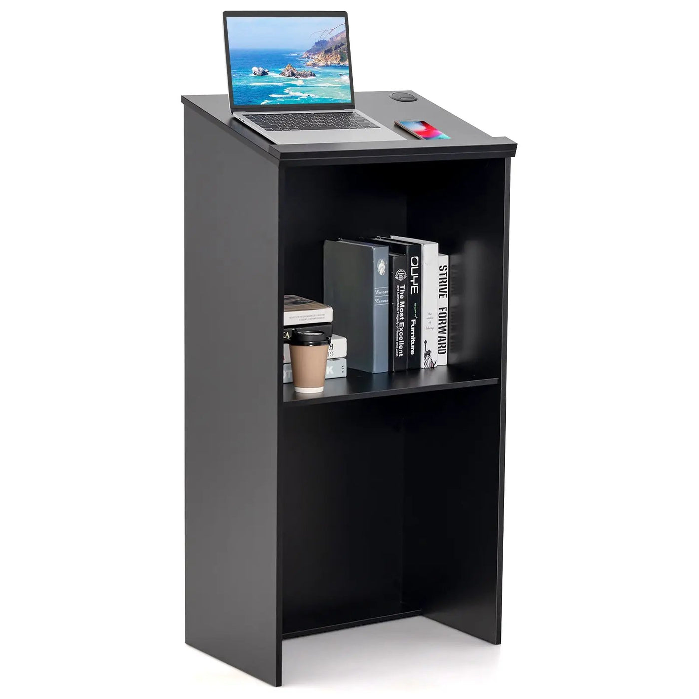 Wooden Floor Standing Podium Speaking Lectern by DirectDeals