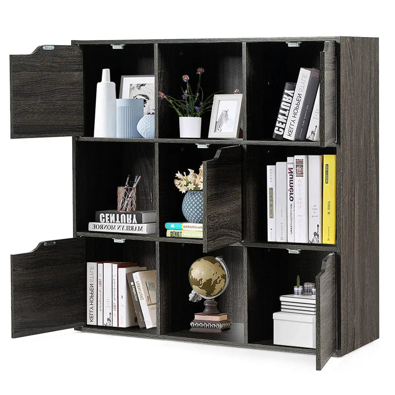 9-Cube Wooden Freestanding Bookcase for Home and Office by DirectDeals