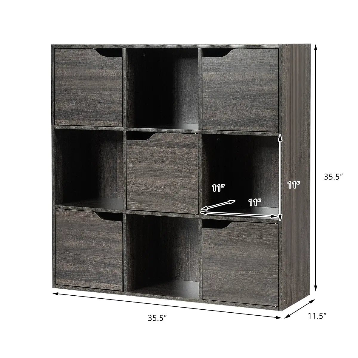 9-Cube Wooden Freestanding Bookcase for Home and Office by DirectDeals