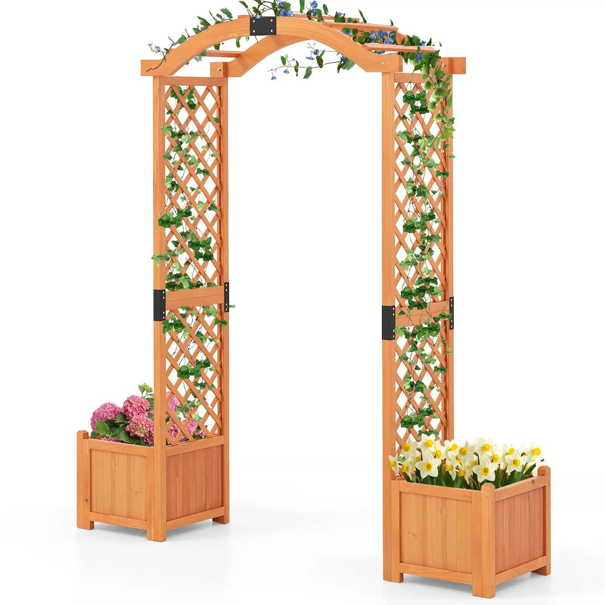 Wooden Garden Arbor with Planter and Trellis for Climbing Plants Decorations by DirectDeals