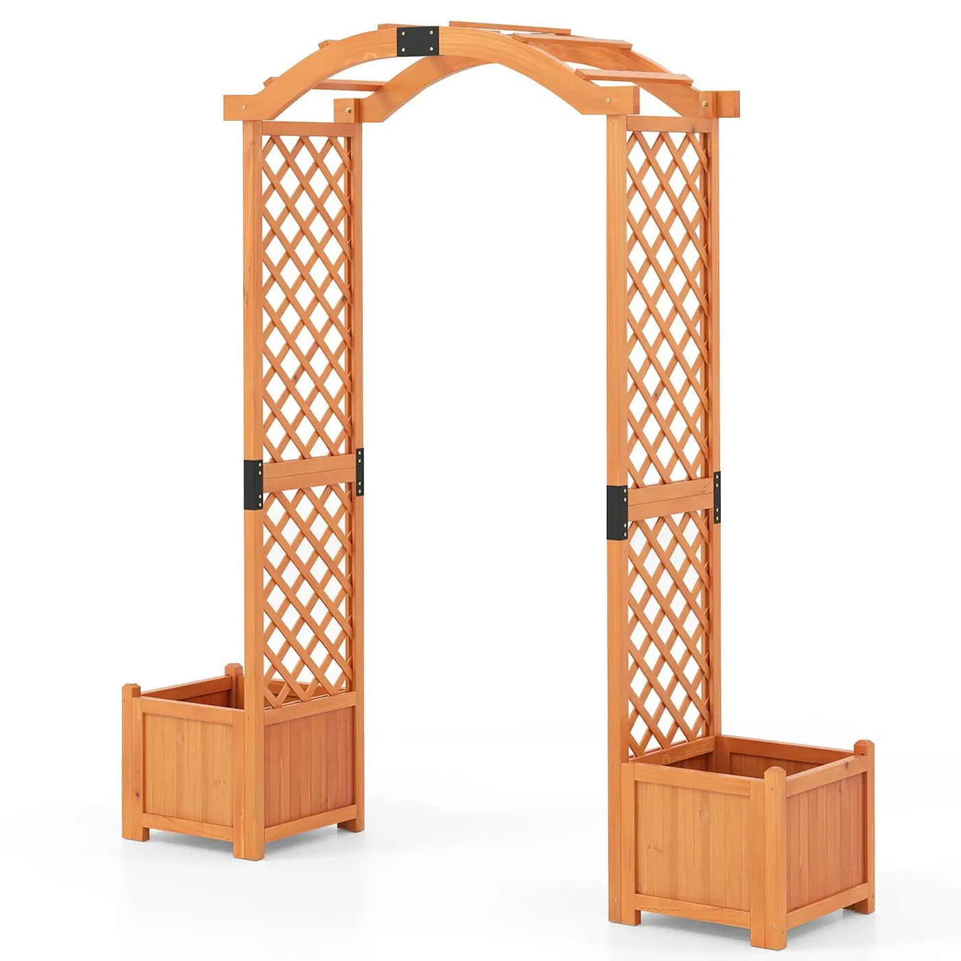 Wooden Garden Arbor with Planter and Trellis for Climbing Plants Decorations by DirectDeals
