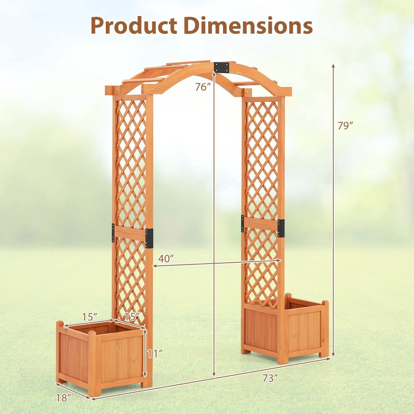 Wooden Garden Arbor with Planter and Trellis for Climbing Plants Decorations by DirectDeals