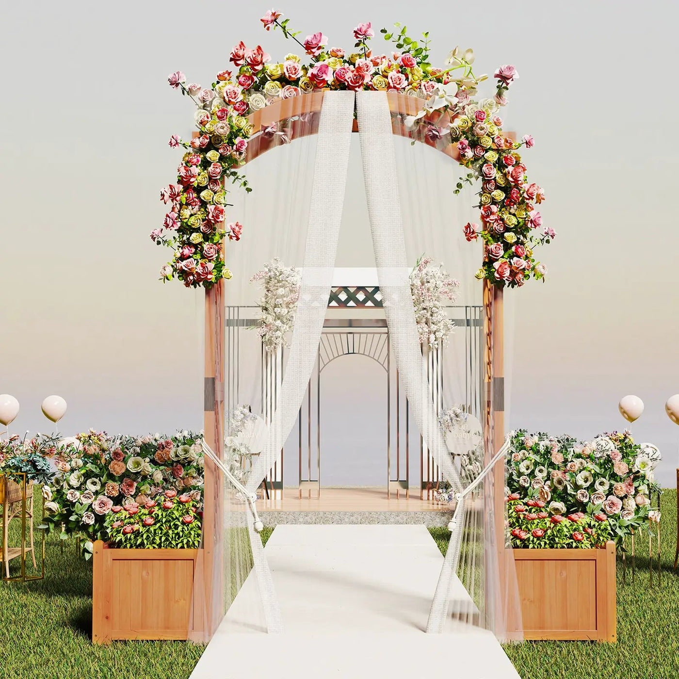 Wooden Garden Arbor with Planter and Trellis for Climbing Plants Decorations by DirectDeals