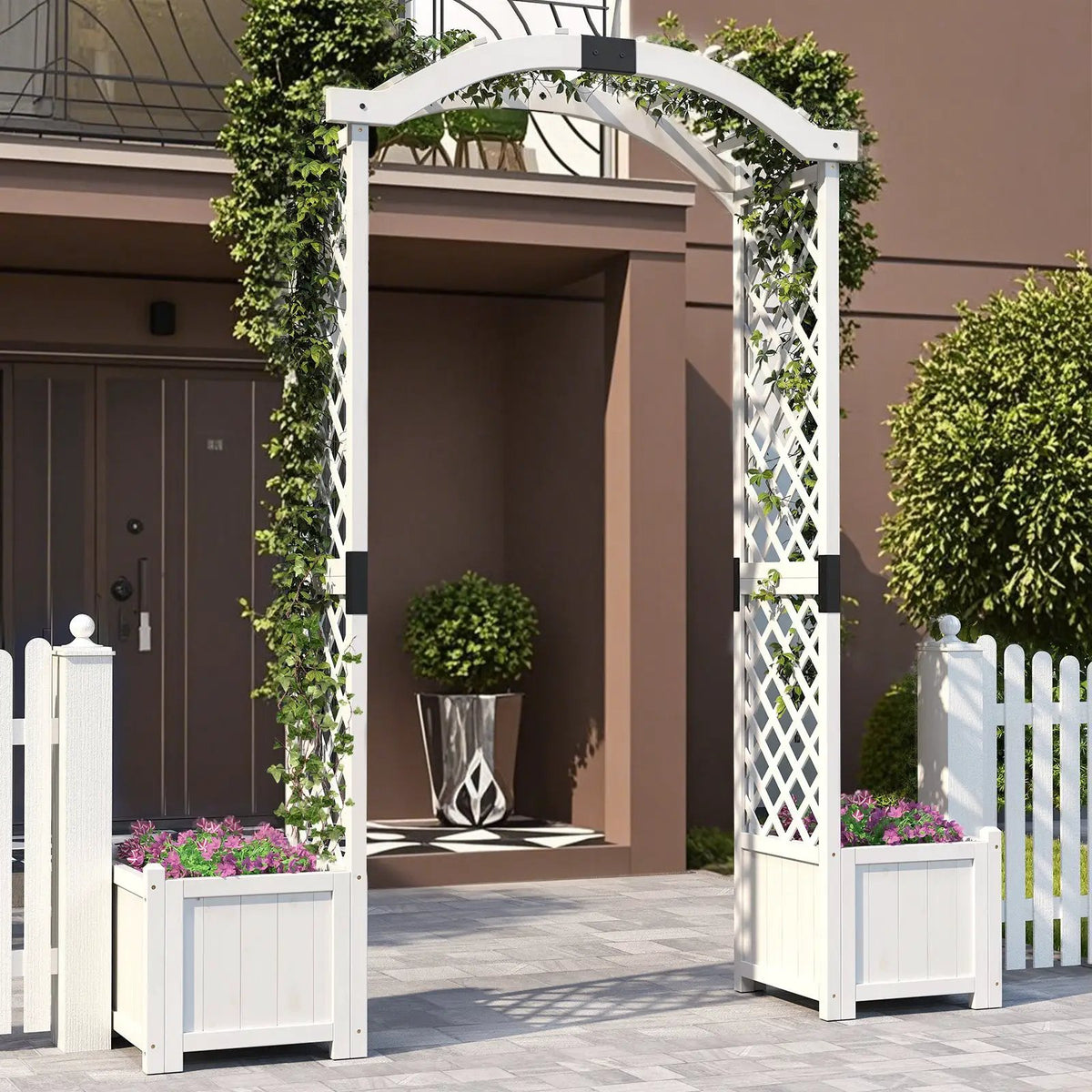 Wooden Garden Arbor with Planter and Trellis for Climbing Plants Decorations by DirectDeals