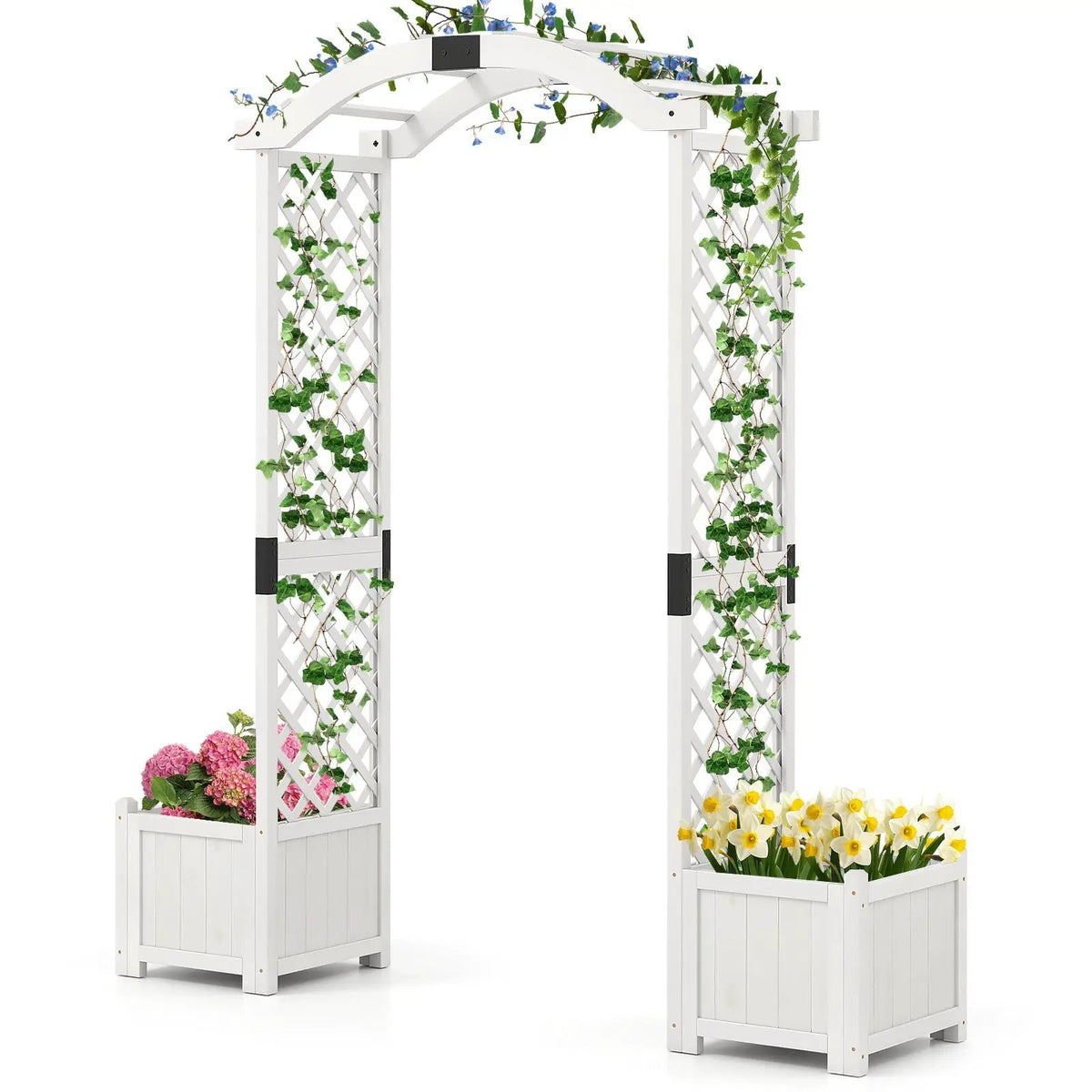 Wooden Garden Arbor with Planter and Trellis for Climbing Plants Decorations by DirectDeals