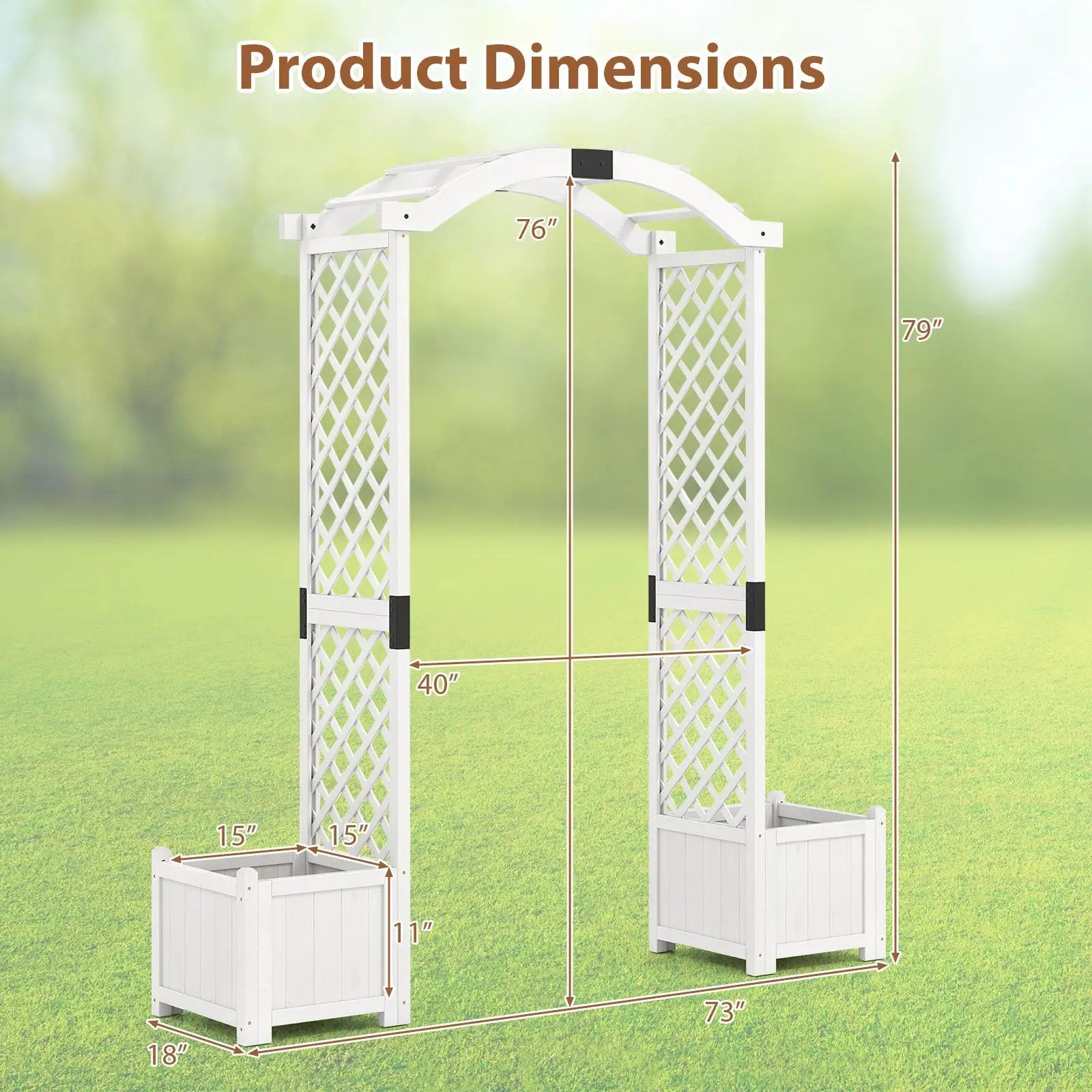 Wooden Garden Arbor with Planter and Trellis for Climbing Plants Decorations by DirectDeals