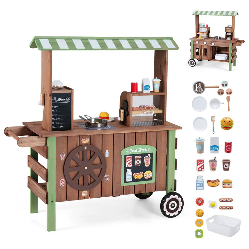 Wooden Grocery Store Playset with Wheels for Kids by DirectDeals