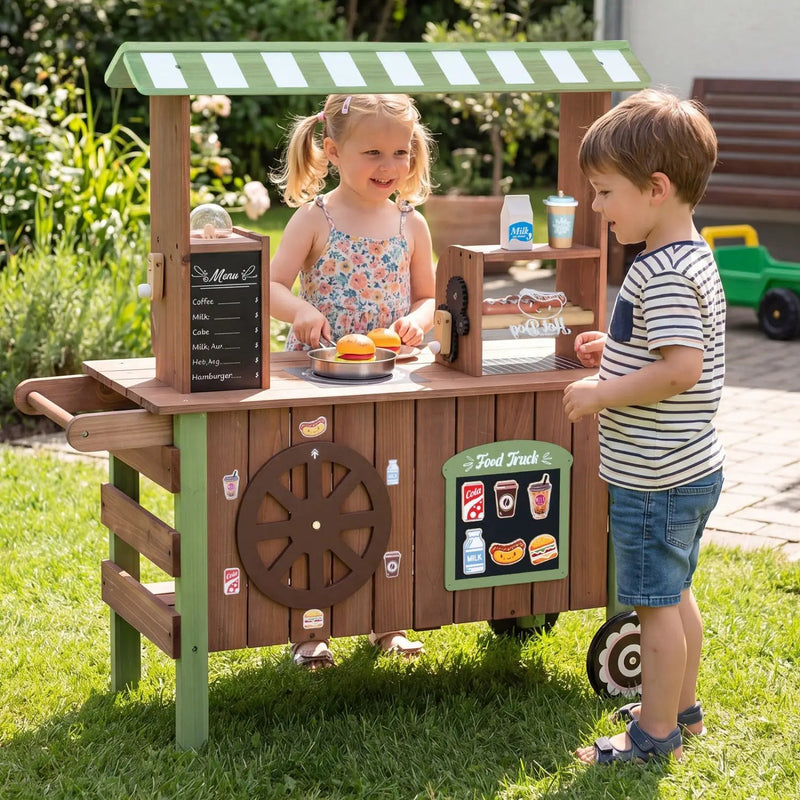 Wooden Grocery Store Playset with Wheels for Kids by DirectDeals