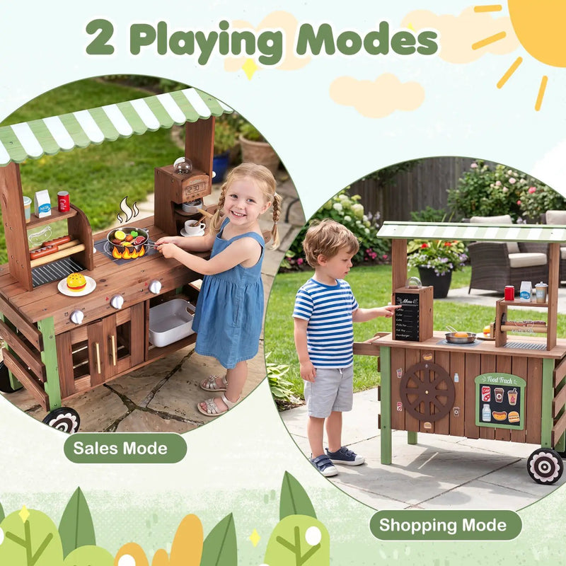 Wooden Grocery Store Playset with Wheels for Kids by DirectDeals