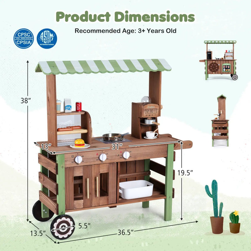 Wooden Grocery Store Playset with Wheels for Kids by DirectDeals