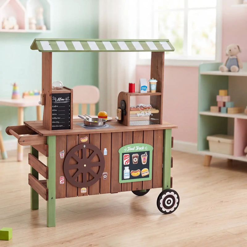 Wooden Grocery Store Playset with Wheels for Kids by DirectDeals